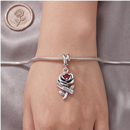 Red Rose Dangle Charm, sterling silver dangle charm, photo 8