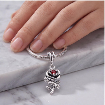 Red Rose Dangle Charm, sterling silver dangle charm, photo 10