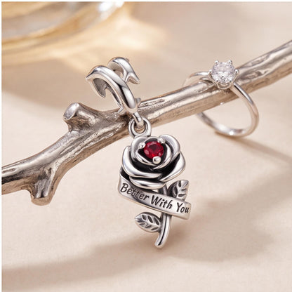 Red Rose Dangle Charm, sterling silver dangle charm, photo 7