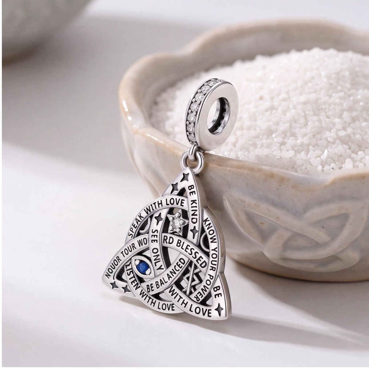 Trinity Knot Charm on a silver charm bracelet