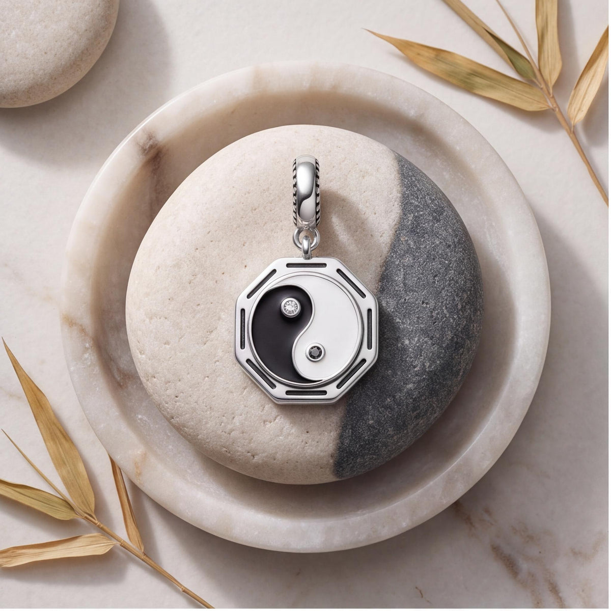 Yin Yang Bagua Charm, sterling silver dangle charm, photo 7