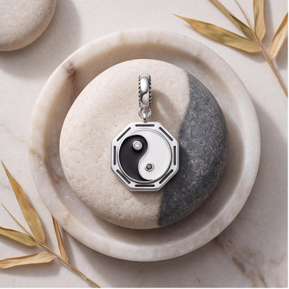 Yin Yang Bagua Charm, sterling silver dangle charm, photo 7
