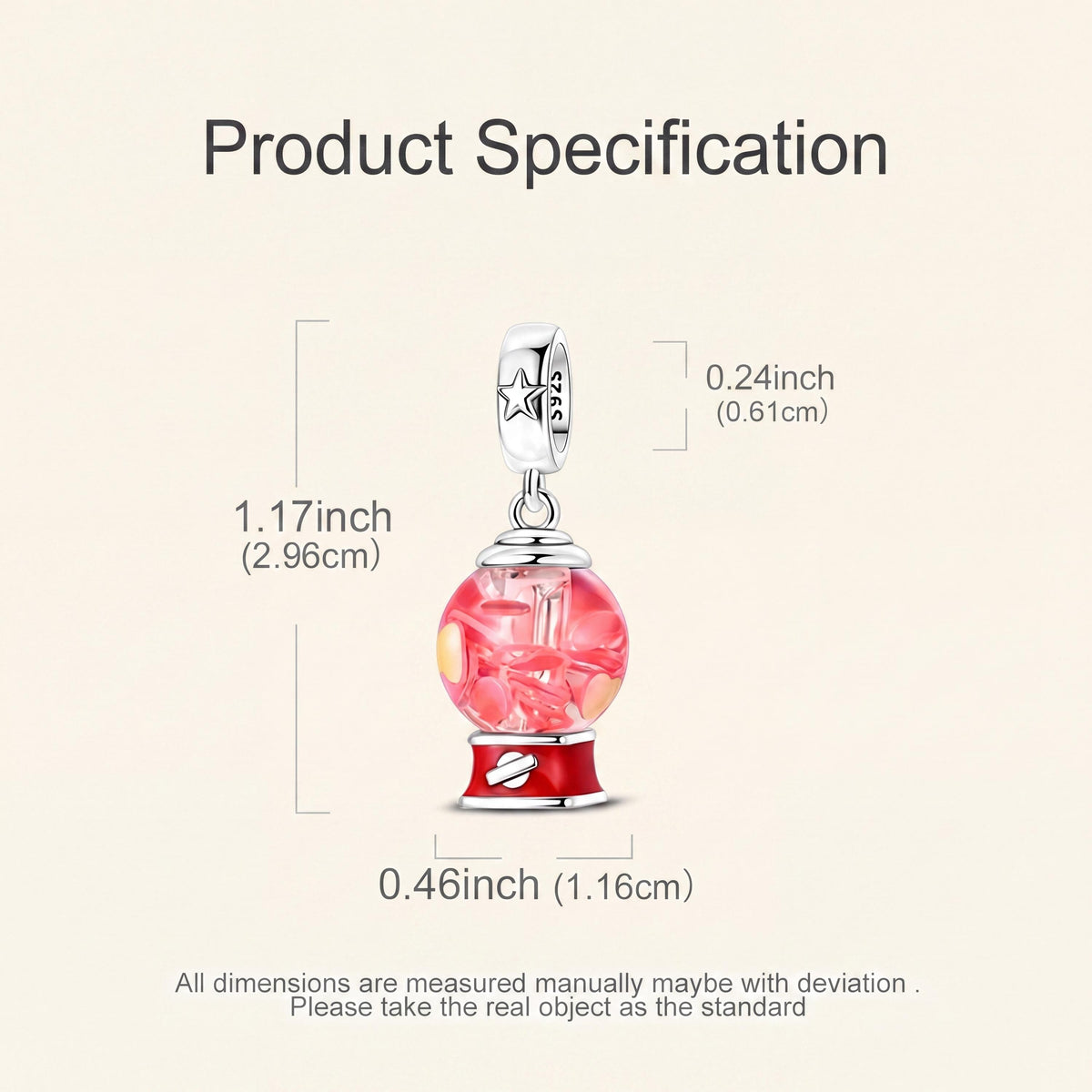 Gumball Machine Charm size and details