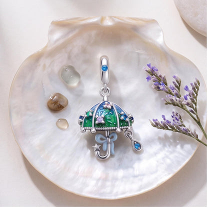 Raindrop Umbrella Charm, sterling silver dangle charm, photo 9