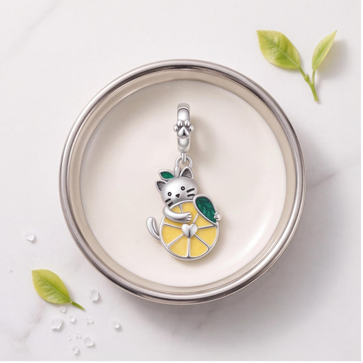 Cat Lemon Dangle Charm, sterling silver dangle charm, photo 7