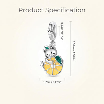 Cat Lemon Dangle Charm size and details