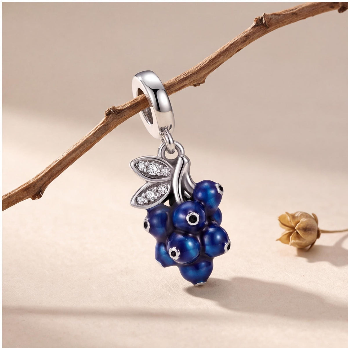 Blueberry Dangle Charm, sterling silver dangle charm, photo 7