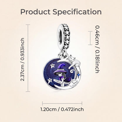 Witch Cat Moon Dangle size and details