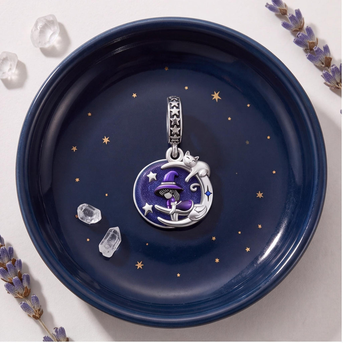 Witch Cat Moon Dangle, sterling silver dangle charm, photo 7