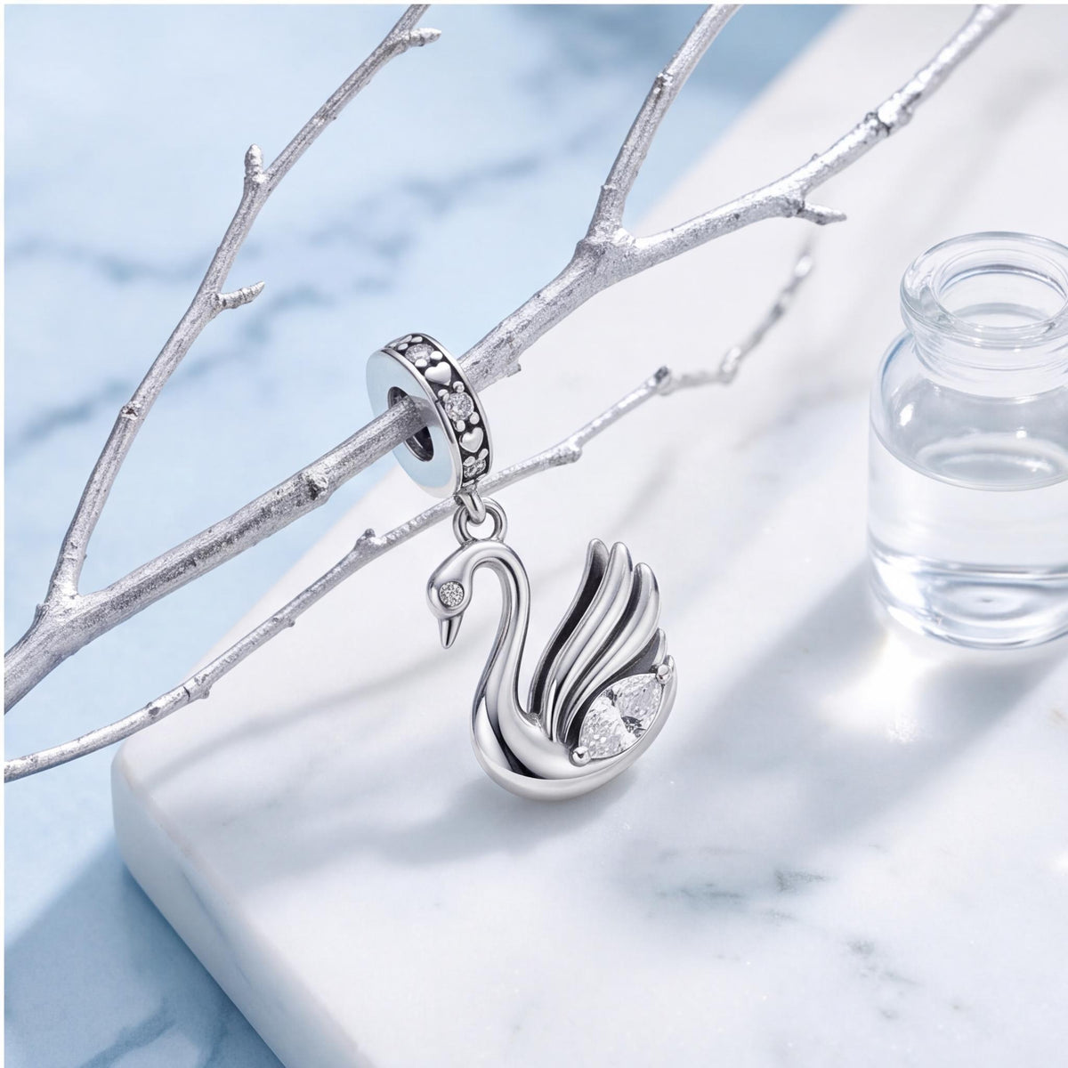 Swan Dangle Charm, sterling silver dangle charm, photo 9