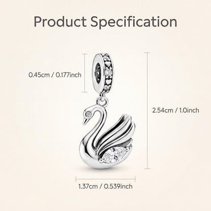 Swan Dangle Charm size and details