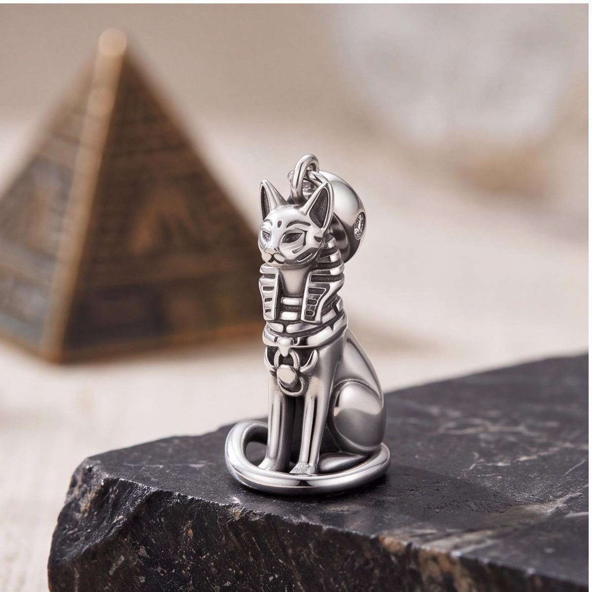 Egyptian Cat Charm, sterling silver dangle charm, photo 7