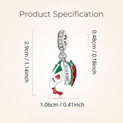 Mexico Dangle Charm size and details