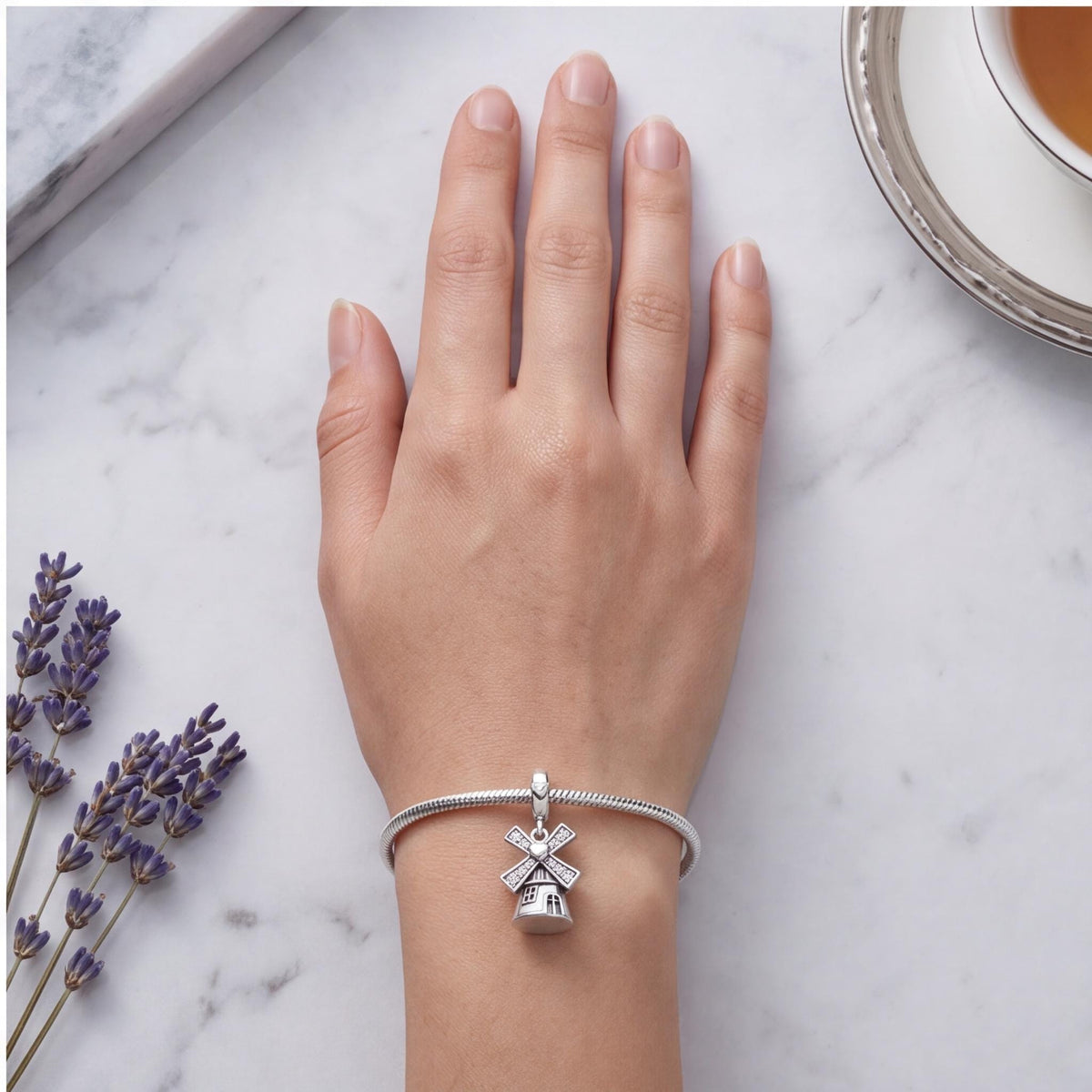 Dutch Windmill Charm worn on a charm bracelet