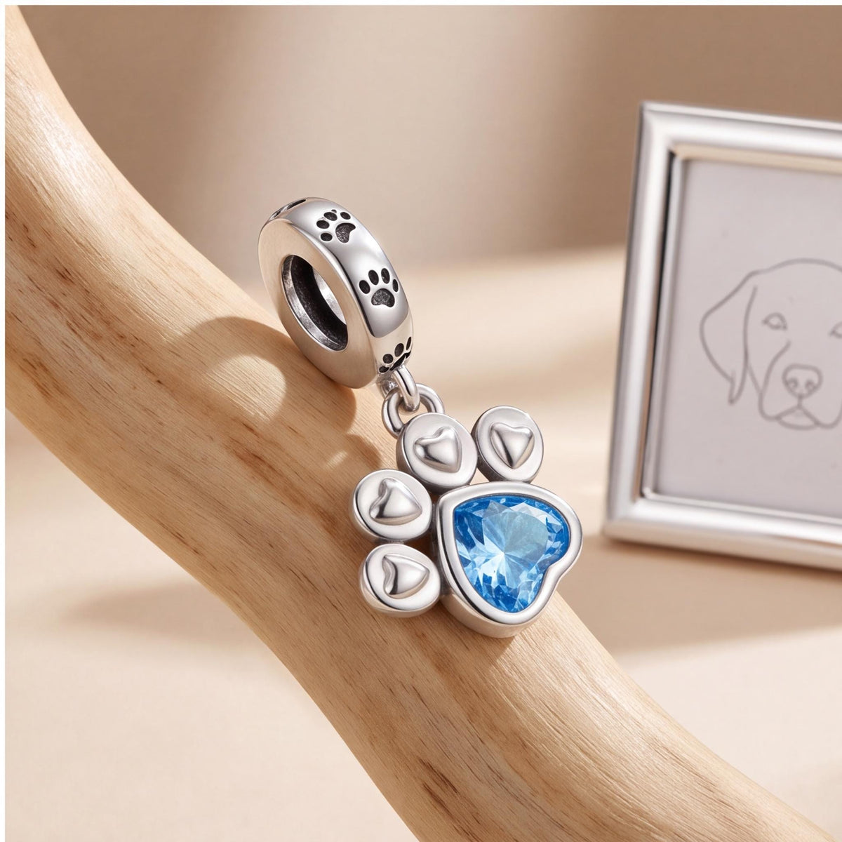 Paw Print Dangle Charm, sterling silver dangle charm, photo 9