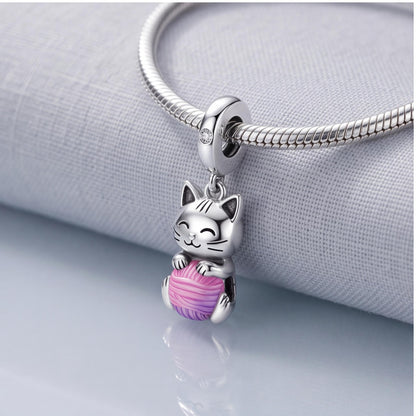 Cat Yarn Ball Charm, sterling silver dangle charm, photo 8