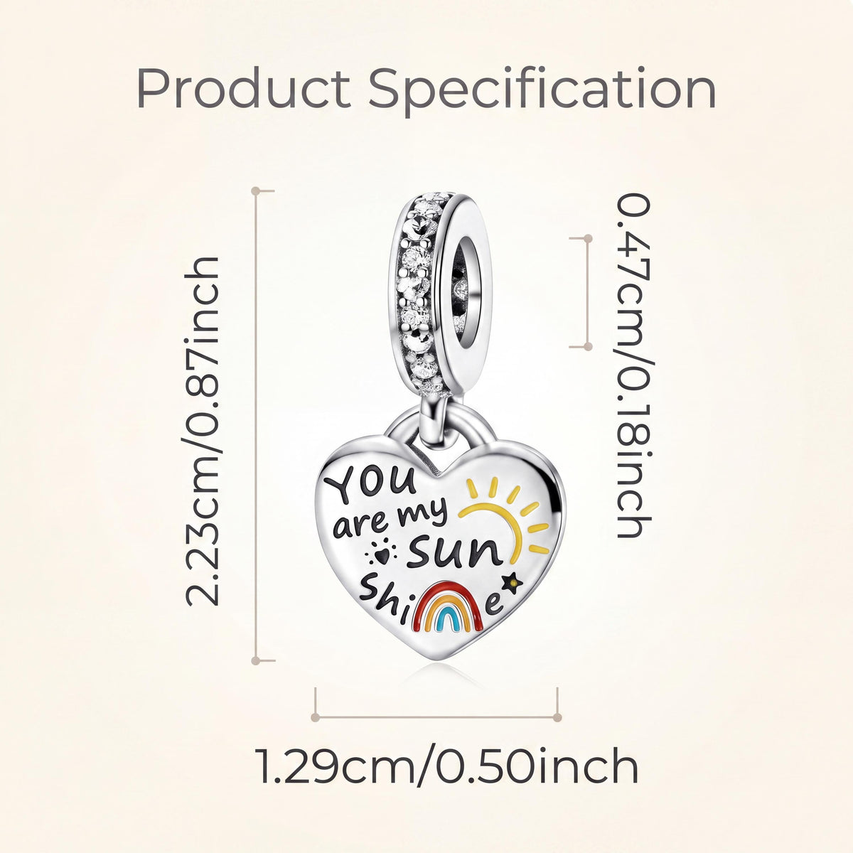 Sunshine Heart Dangle size and details