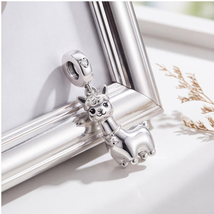 Alpaca Dangle Charm worn on a charm bracelet