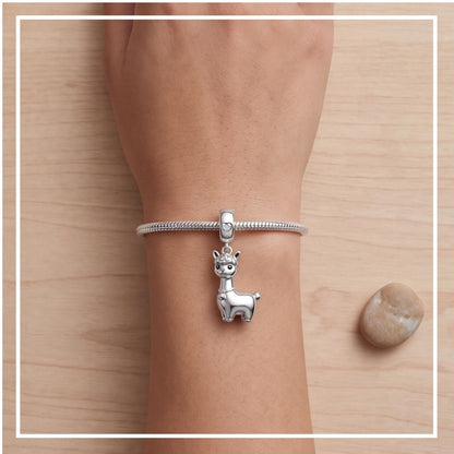 Alpaca Dangle Charm on a silver charm bracelet