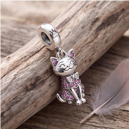Pink Cat Dangle Charm, sterling silver dangle charm, photo 9