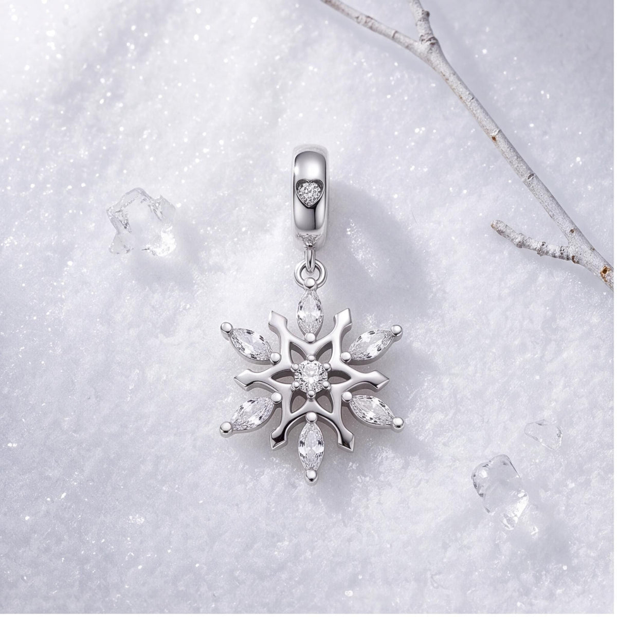 Snowflake Dangle Charm styled as a gift