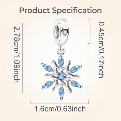 Blue Snowflake Charm size and details