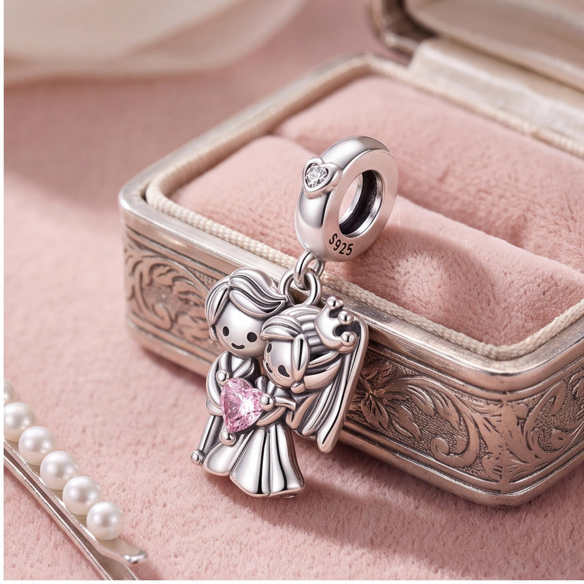 Bride and Groom Charm, sterling silver dangle charm, photo 7
