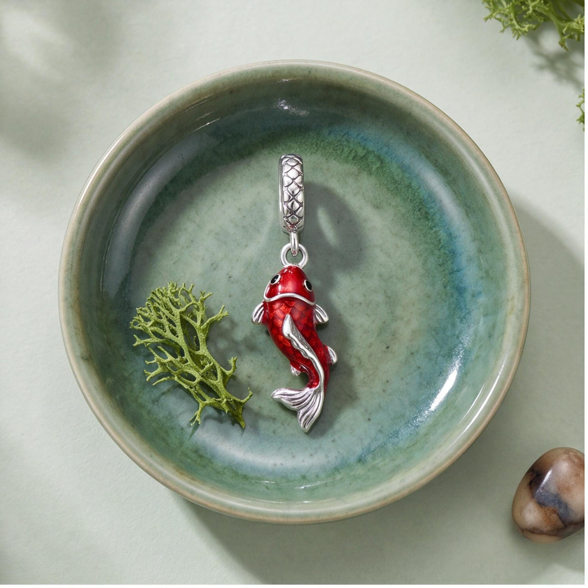 Red Koi Fish Dangle, sterling silver dangle charm, photo 8