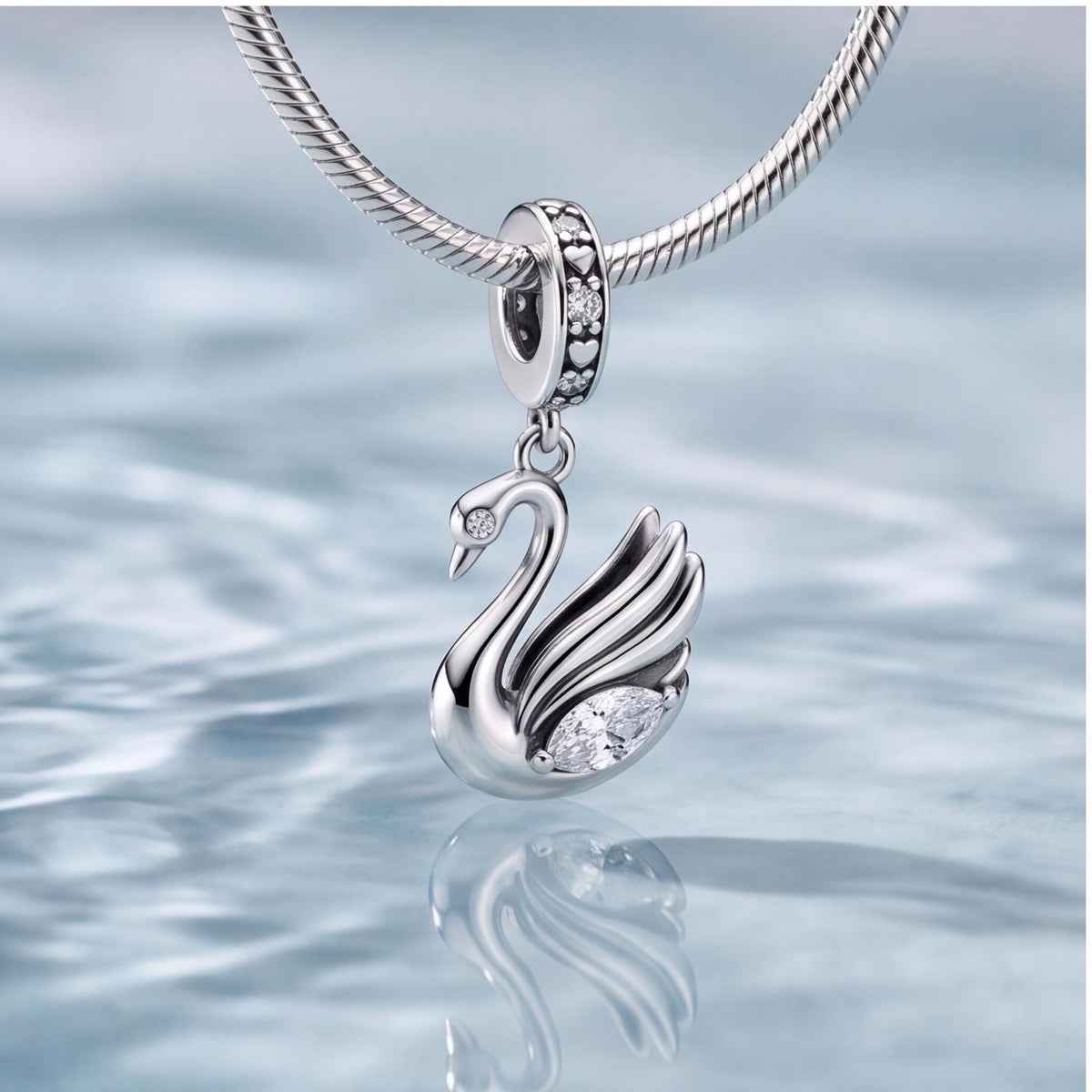 Swan Dangle Charm, sterling silver dangle charm, photo 8