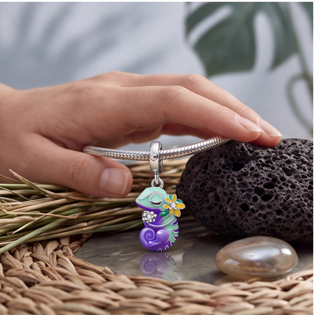 Chameleon Dangle Charm, sterling silver dangle charm, photo 10