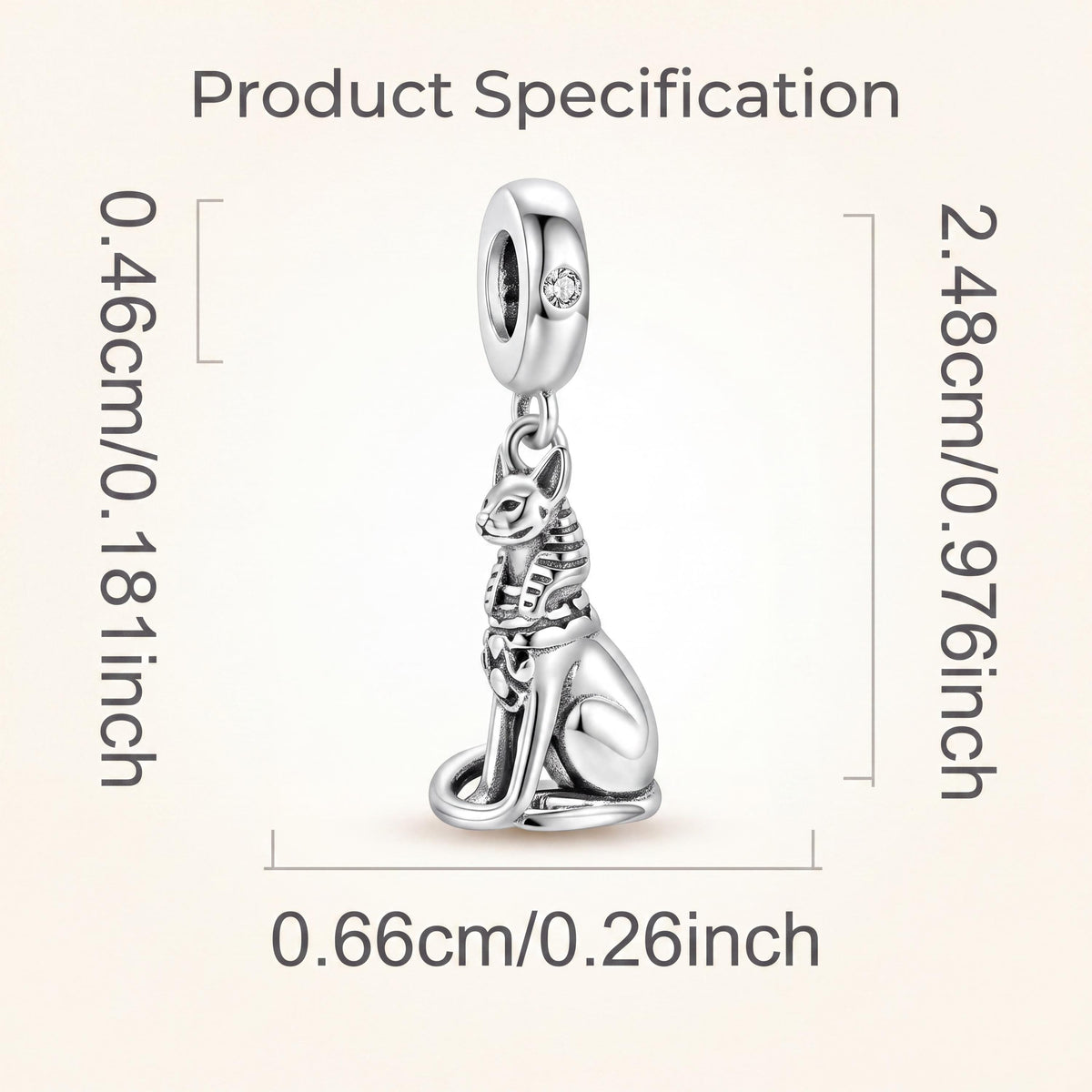 Egyptian Cat Charm size and details