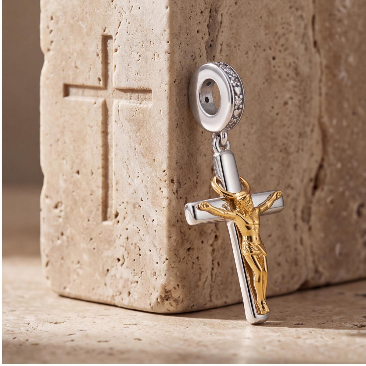 Crucifix Dangle Charm, sterling silver dangle charm, photo 7