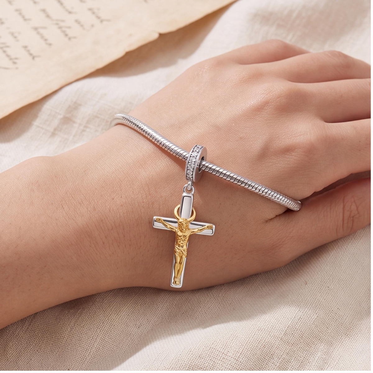 Crucifix Dangle Charm, sterling silver dangle charm, photo 10