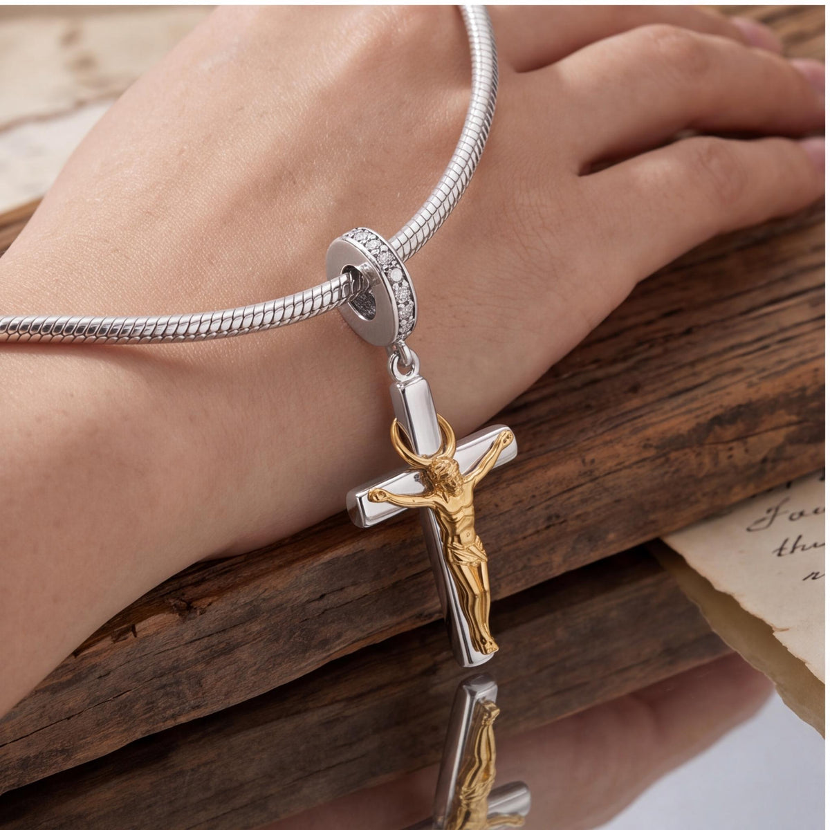 Crucifix Dangle Charm, sterling silver dangle charm, photo 8