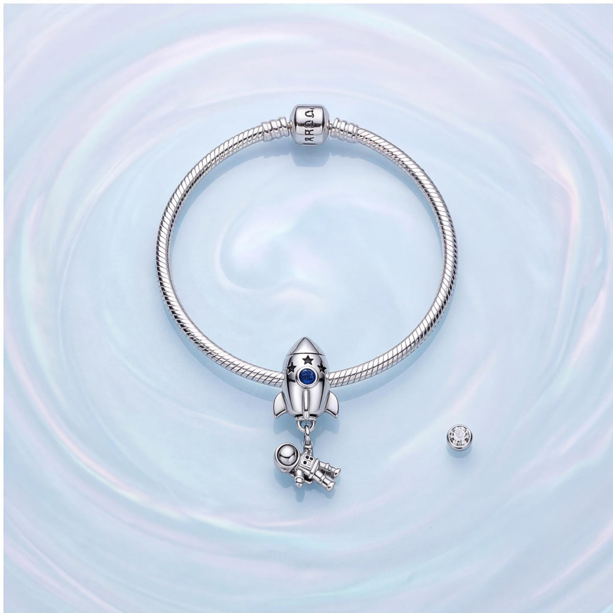 Rocket Astronaut Charm, sterling silver dangle charm, photo 9