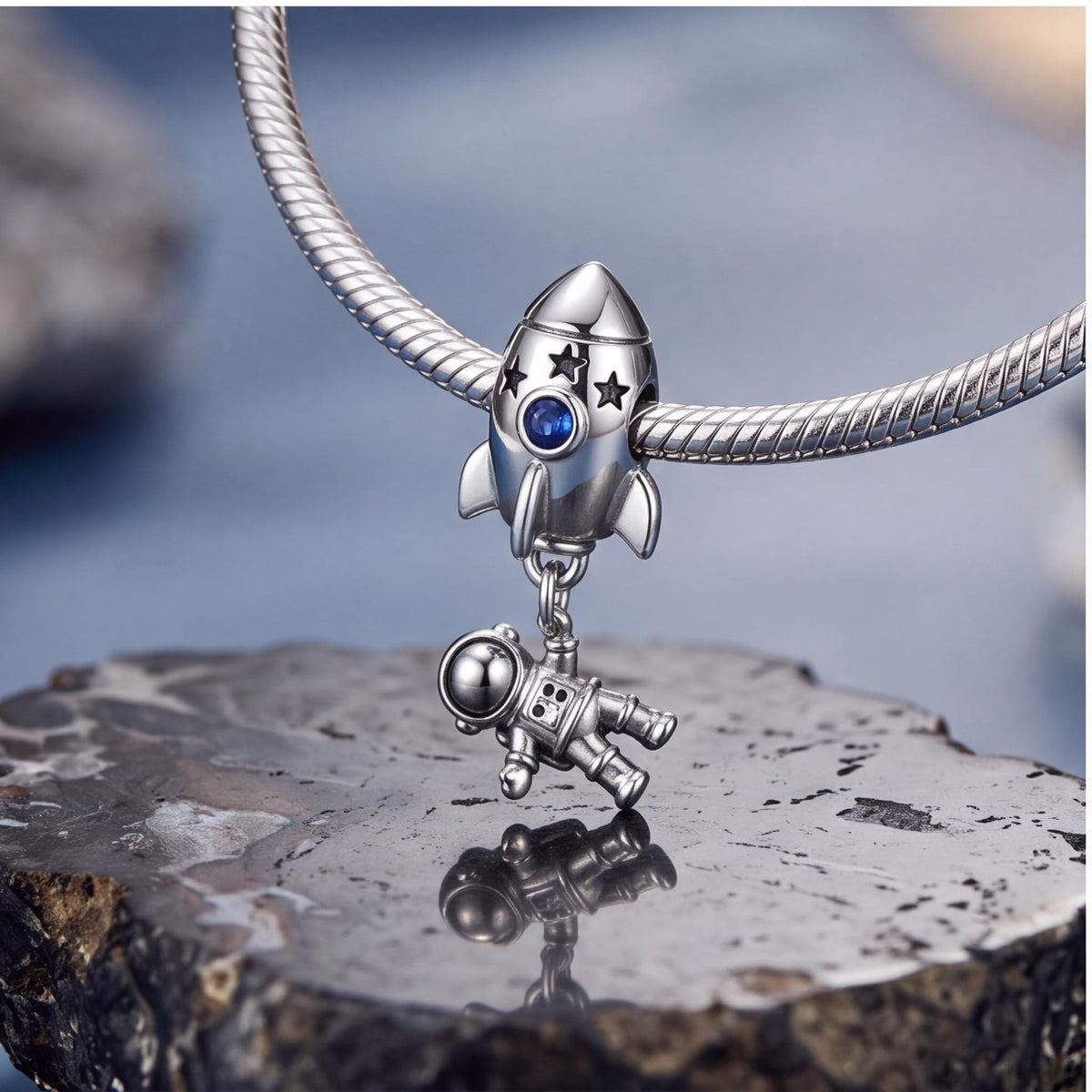 Rocket Astronaut Charm, sterling silver dangle charm, photo 7