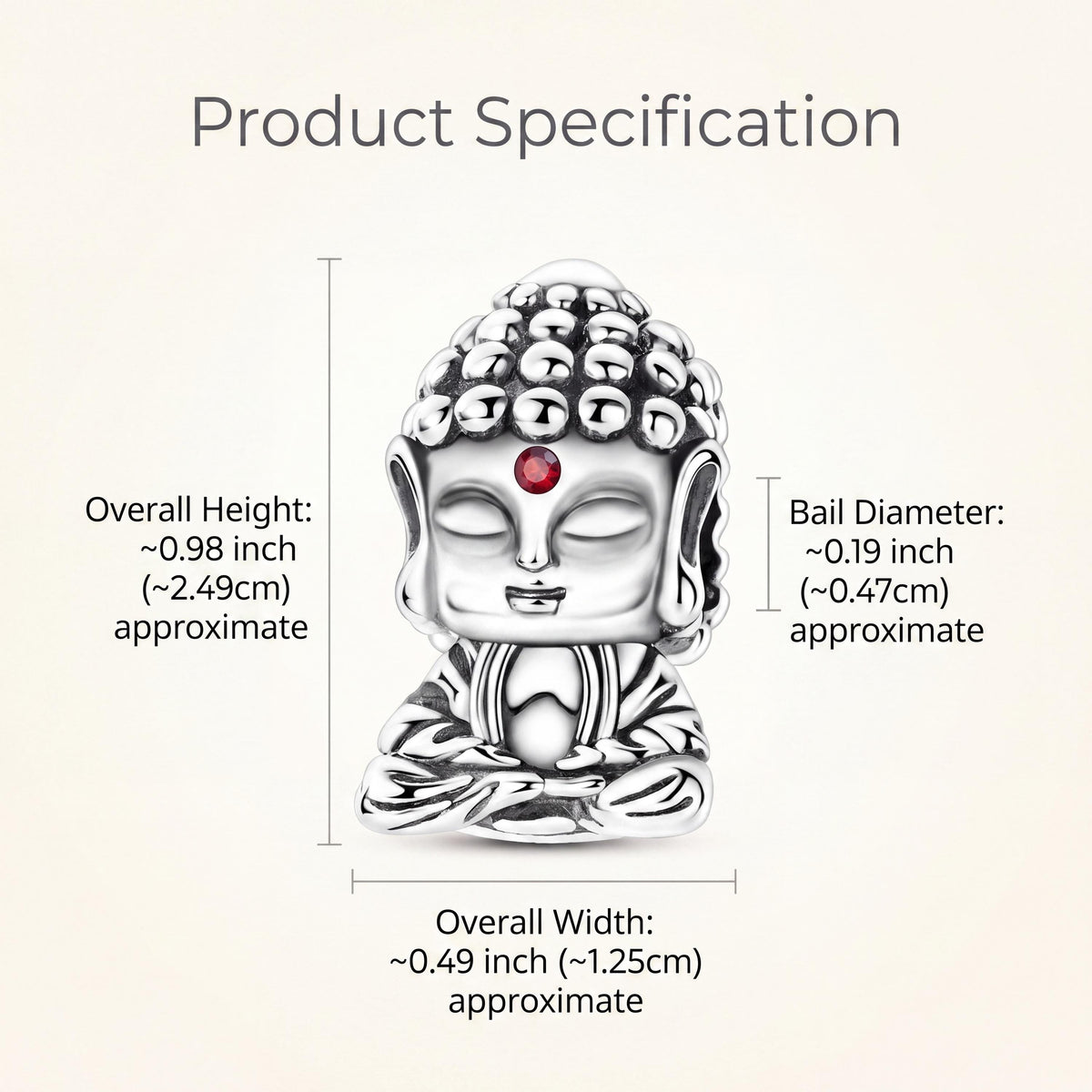 Buddha Meditation Charm size and details