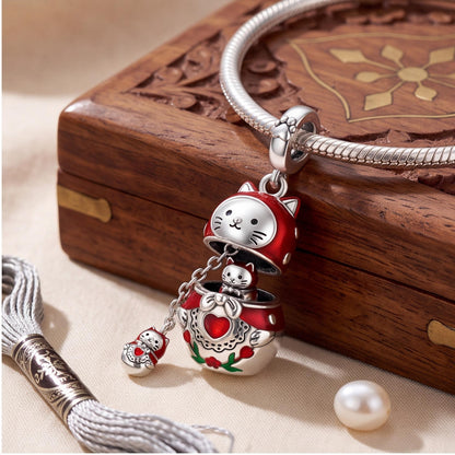 Cat Nesting Doll Charm, sterling silver dangle charm, photo 8