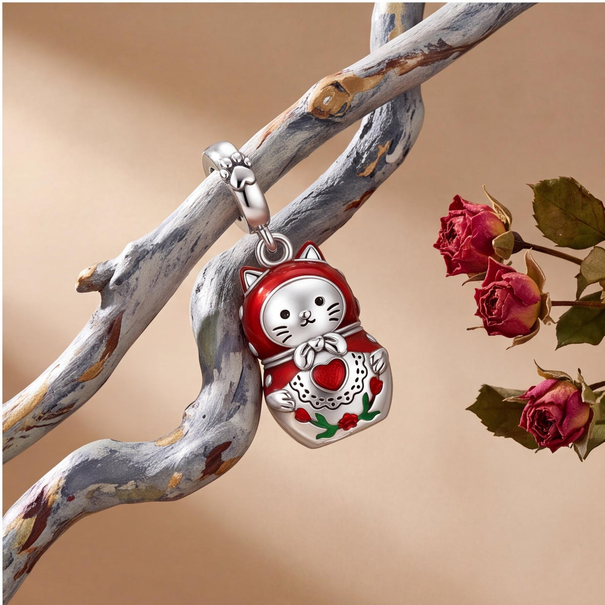 Cat Nesting Doll Charm, sterling silver dangle charm, photo 7