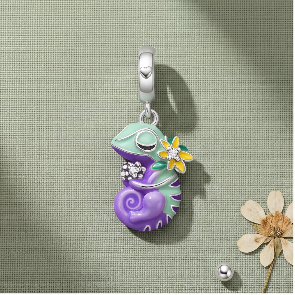 Chameleon Dangle Charm, sterling silver dangle charm, photo 8