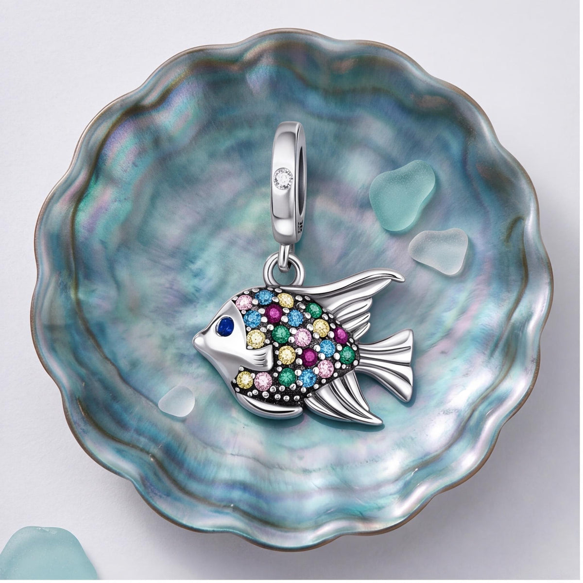 Rainbow Fish Dangle, sterling silver dangle charm, photo 7
