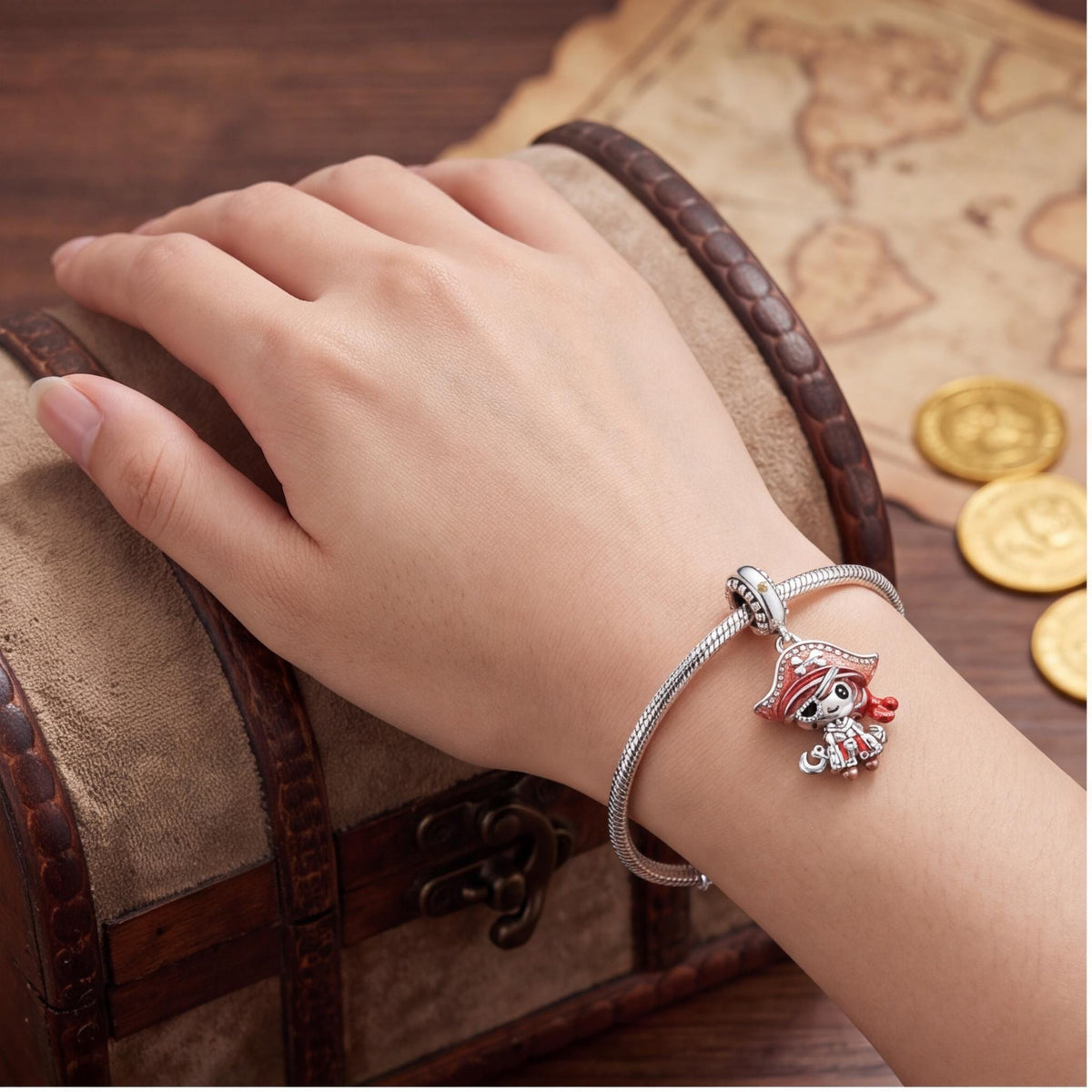 Pirate Dangle Charm worn on a charm bracelet