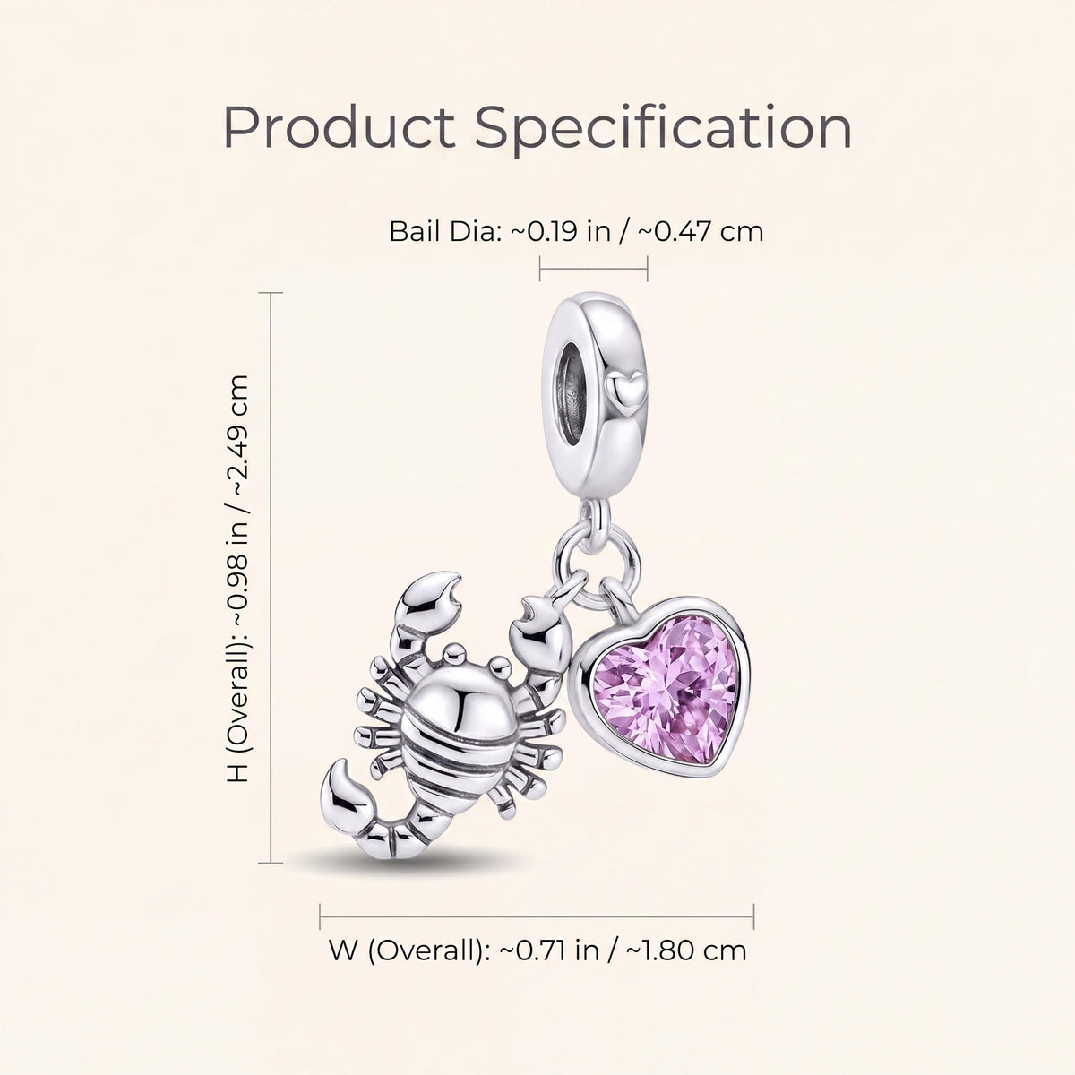Scorpio Zodiac Charm size and details