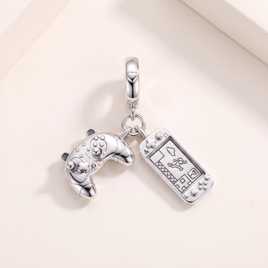 Game Console Dangle Charm in 925 sterling silver, fits European-style charm bracelets