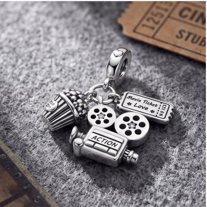 Cinema Dangle Charm on a silver charm bracelet