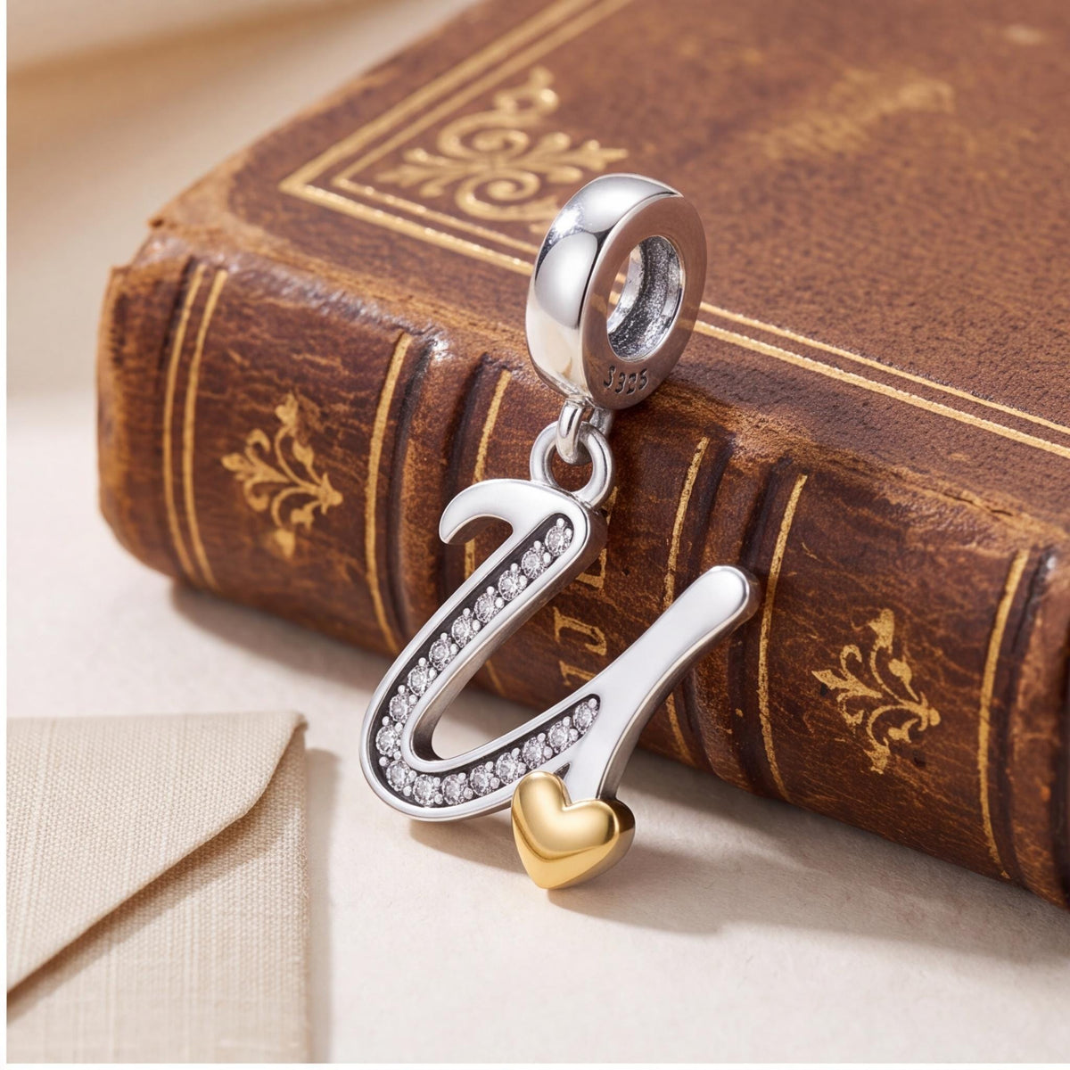 Letter U Dangle Charm, sterling silver dangle charm, photo 7