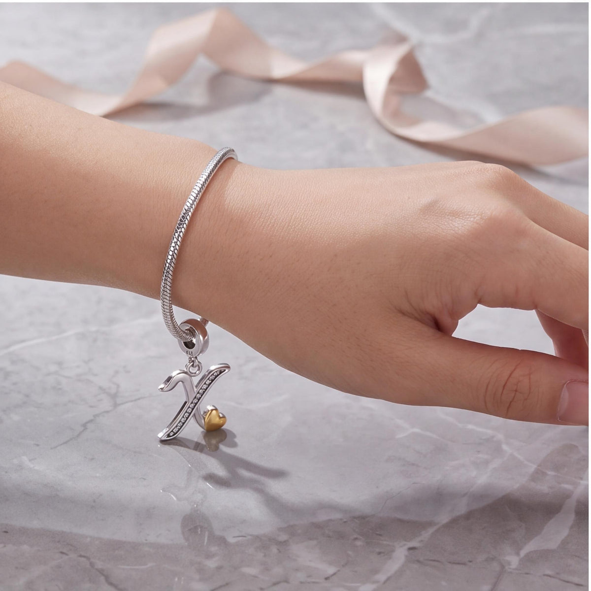 Letter X Initial Charm, sterling silver dangle charm, photo 8