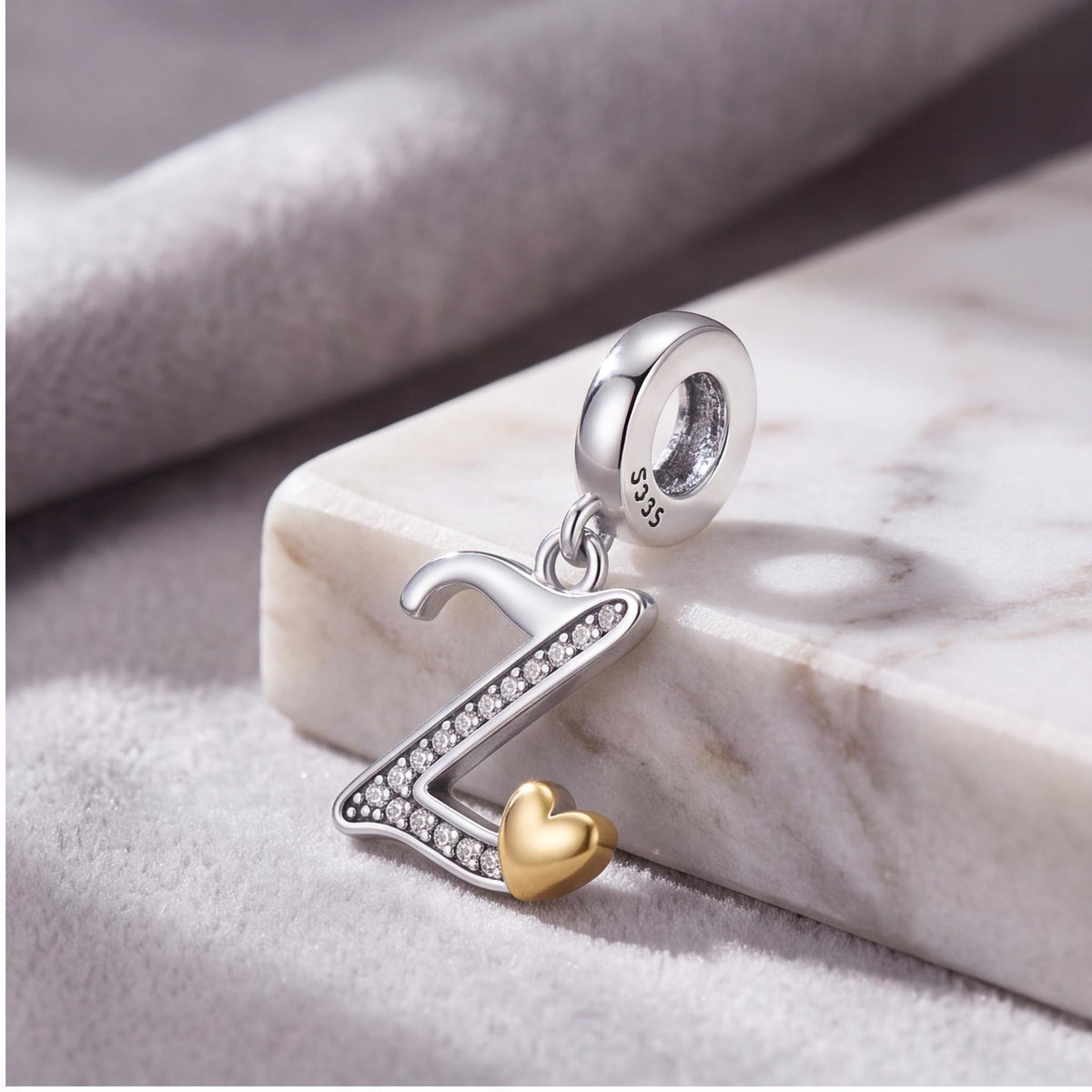 Letter Z Initial Dangle styled as a gift