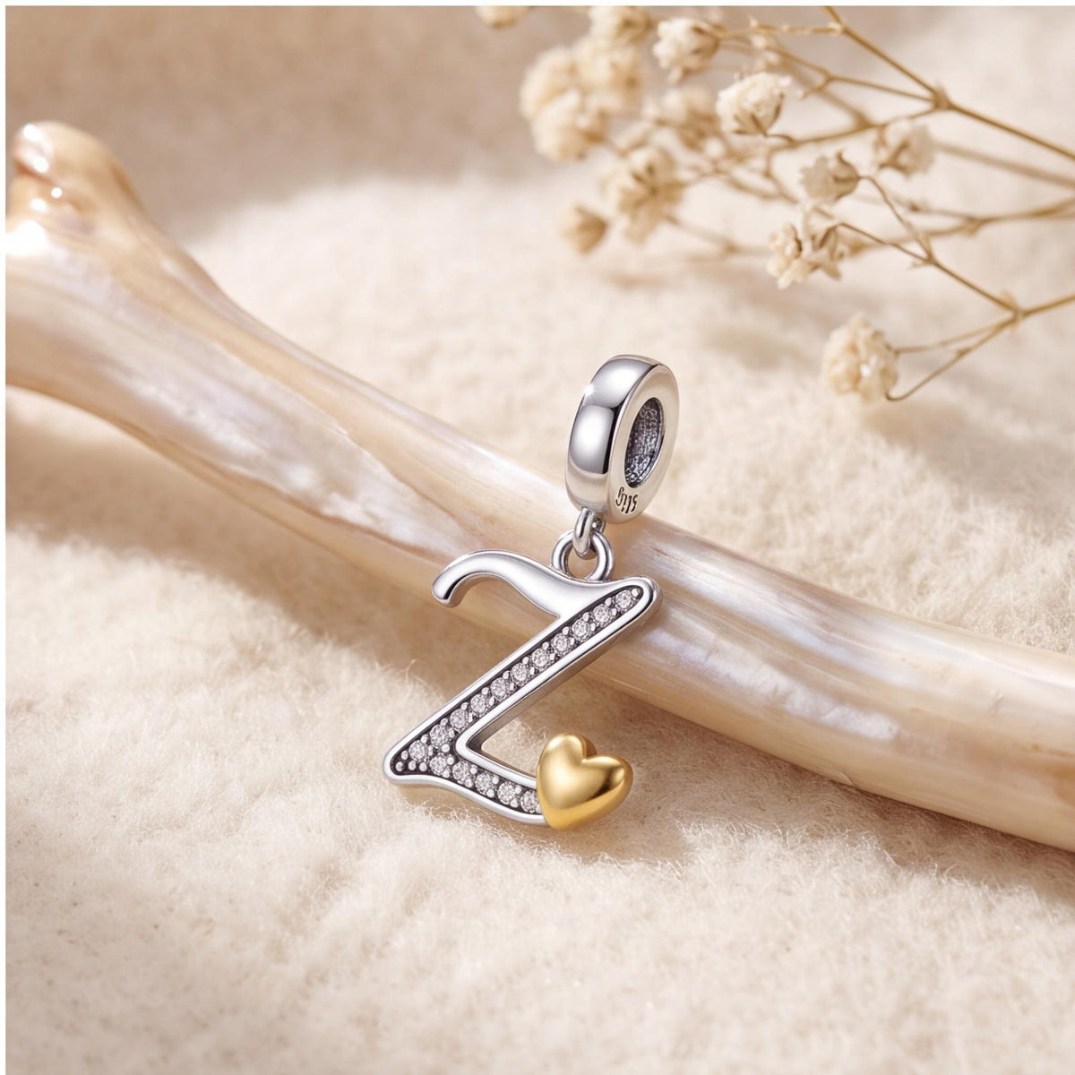 Letter Z Initial Dangle on a silver charm bracelet
