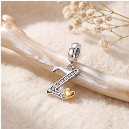 Letter Z Initial Dangle on a silver charm bracelet
